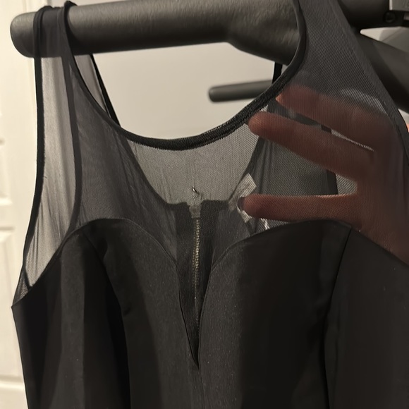 Black Dynamite Dress with Mesh Neckline - Picture 4 of 6